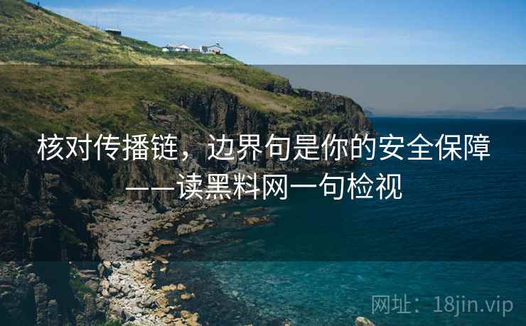 核对传播链，边界句是你的安全保障——读黑料网一句检视
