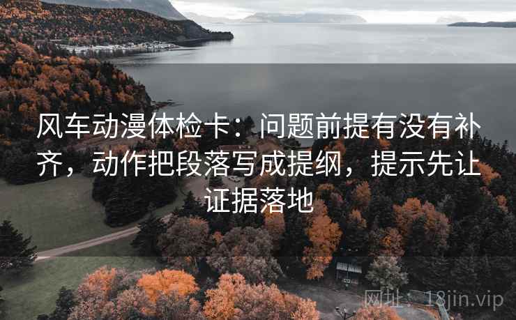 风车动漫体检卡：问题前提有没有补齐，动作把段落写成提纲，提示先让证据落地